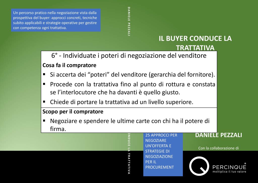 Negoziazione: arrivare al momento decisivo della trattativa seduto di fronte a chi ha il potere di firma.
