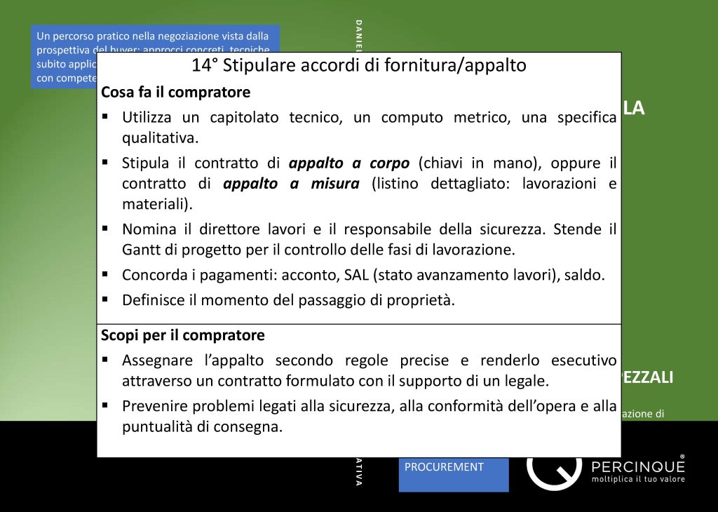 la negoziazione non riguarda soltanto il prezzo dell’opera ma l’intero impianto contrattuale